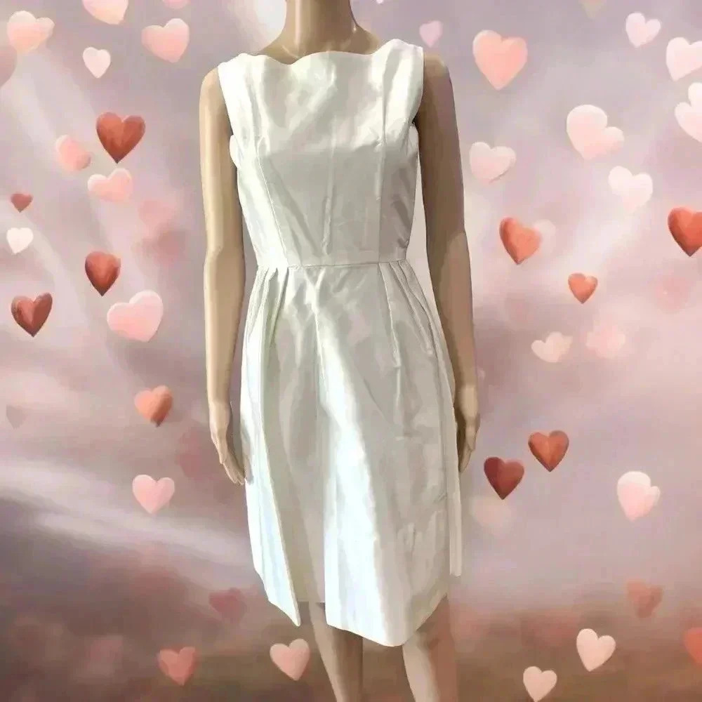 Stunning satin pearl 1960’s cocktail holiday MOTB wedding party Dress-XS/S